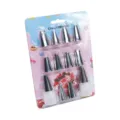 Edelstahl 12-teiliges kleines Spritzbeutel-Tüllen-Konverter-Set für Kuchen-Backwerkzeuge - 14-teiliges Set (12 Tüllen + 2 Adapter)