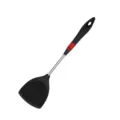 Black silicone kitchen spatula with metal handle for non-stick cookware daily cooking use. - Turner Spatula / Black