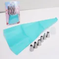 Edelstahl Spritzbeutel Tüllen Set für Kuchen Dekoration Backen Werkzeug Zubehör. - 8-teiliges Set (6 Tüllen + 1 Adapter + 1 Spritzbeutel)