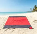 Tapis de plage imperméable pliable bicolore couverture de pique-nique camping portable poche - Corps rouge + double gris