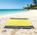Tapis de pique-nique extérieur imperméable pliable bicolore pour plage et camping. - Corps jaune + double gris