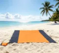 Tapis de pique-nique bicolore pliable et portable imperméable couverture de plage avec sac. - Corps orange + double gris