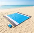 Tapis de plage et de pique-nique pliable imperméable, bleu, blanc et gris portable. - Bleu Blanc Gris