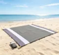 Tapis de plage impermeable pliable bicolore couverture de pique-nique camping en plein air. - Vert armée + blanc + gris
