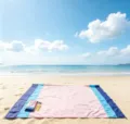 Tapis de pique-nique de plage pliant imperméable extérieur avec sac et sardines. - Rose + bleu + bleu roi