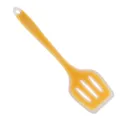 Silicone spatula kitchen tool detail view, heat-resistant non-stick cooking utensil close-up. - Translucent Yellow