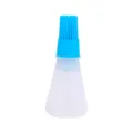 Blue silicone oil bottle brush for baking and BBQ, portable transparent squeeze pastry brush. - Oil Bottle Brush With Lid / Blue