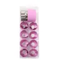 Stainless steel vegetable fruit cutter cookie molds set with cute pink hand guards. - 10-Piece Set (1 Large + 9 Small) / Pink