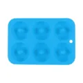 Blue silicone donut mold 6 cavity baking tray for homemade sweet round cakes DIY tool - Blue