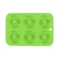 Green 6-cavity silicone donut mold for DIY baking, perfect for making homemade cakes and pastries. - Green