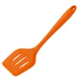 Orange silicone slotted spatula for non-stick cookware, flexible kitchen cooking tool with hole. - L / Orange