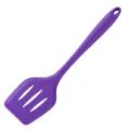 Purple silicone slotted spatula for non-stick cookware, heat resistant kitchen cooking tool. - L / Purple