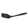 Black silicone slotted spatula for kitchen cooking and nonstick pan cookware use. - L / Black