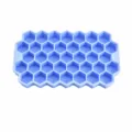 Silicone honeycomb ice cube tray, 37 grids blue ice maker mold for summer cooling DIY drinks. - 102g without Lid / Blue