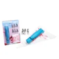 Edelstahl 14-teiliges Tüllen-Set mit Spritzbeutel und blauem Griff für Kuchendekorationen - 17-Teiliges Set (6 Tüllen + Spritzbeutelstift + 10 Einwegbeutel)