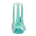 Mint green speckled silicone kitchen utensil set with hanging rack, 7-piece cooking tool. - Green