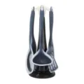 Silicone kitchen utensils set 7 pieces with rotating holder speckled blue kitchen tools - Black