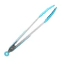 Stainless steel kitchen tongs with blue silicone handles, perfect for cooking and serving food. - Food Clip / Blue
