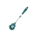 Green silicone pasta server kitchen tool with stainless steel handle for nonstick cookware. - Pasta Server / Dark Green