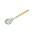 Silicone slotted spoon with wooden handle green kitchen cooking utensil for home use - Slotted Spoon / Light Green