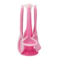 Pink speckled silicone kitchen utensil set with rack, durable cooking tools for daily use. - Rose Red