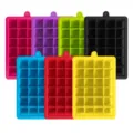 Bunte Silikon Eiswürfelform, quadratische Eisbereiter Boxen in verschiedenen Farben für zu Hause neu. - 24-Fächer quadratische Eiswürfelform (mit Deckel)