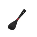 Black silicone rice paddle with cute smiley face and convenient hanging hole for cooking. - Rice Scoop / Black