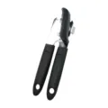 Abrelatas manual de acero inoxidable con mango negro antideslizante para cocina. - Abrelatas