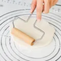 Wooden handle stainless steel dough roller cutter kitchen baking pastry tool for home cooking. - Round Wooden Rolling Pin