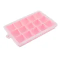 Pink silicone ice cube tray with lid, flexible grid mold for making ice and baby food. - Pink 15-Hole Ice Tray (with Lid)