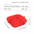 Square red silicone air fryer basket heat resistant reusable nonstick baking tray pad - Small Square / Red