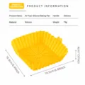 Silicone Air Fryer Basket Square Heat Resistant Reusable Air Fryer Liner Kitchen Accessory - Large Square / Yellow