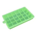 Silicone ice cube tray detail view, flexible green mold with clear protective lid for kitchen. - Green 24-Hole Ice Tray (with Lid)