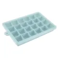 Close-up detail of the silicone ice cube tray with clear lid and hanging hole for kitchen use. - Blue 24-Hole Ice Tray with Lid