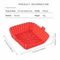 Square silicone air fryer basket heat resistant reusable baking tray with handle 16.5cm - Large Square / Red