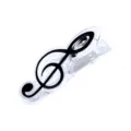 Transparent treble clef music note clip, plastic sheet music holder for piano books and stationery. - Music Note Clips / Blue