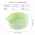 Round silicone air fryer liner heat-resistant reusable baking basket handles 18cm - Round / Green