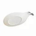 White silicone spoon rest for kitchen utensils, heat resistant kitchen counter mat, easy to clean. - Marble Pattern (Off-White)