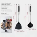 Stainless steel silicone kitchen utensil set wooden handle spatula and soup ladle 2pcs - 304 Stainless Steel & Ebony Handle 2-Piece Set (Spatula & Ladle)