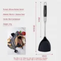 Stainless steel silicone spatula with ebony wood handle, durable kitchen cooking tool with size specs. - 304 Stainless Steel Spatula with Ebony Handle