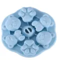 Blue silicone ice cube mold featuring cute bear and paw designs for home kitchen use. - Blue