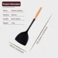 Silicone spatula with wooden handle heat resistant kitchen cooking tool nonstick cookware utensil - Chinese Spatula / Black