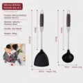 Silicone kitchen utensil set with stainless steel and wood handle, heat-resistant spatula and ladle. - 2-Piece 201 Stainless Steel Set with Blackwood Handle (Spatula + Soup Ladle)