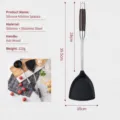 Silicone kitchen spatula with stainless steel rod and wooden handle, 39.5cm cooking tool. - 201 Stainless Steel Spatula with Blackwood Handle