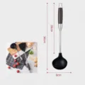 Heat resistant silicone soup ladle with stainless steel and wooden handle kitchen tool - 201 Stainless Steel Soup Ladle with Blackwood Handle