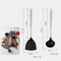 Silicone kitchen utensil set stainless steel handle spatula and soup ladle black kitchen tools - 2-Piece 304 Stainless Steel Handle Set (Spatula + Soup Ladle)