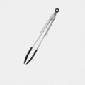 Stainless steel silicone food tong kitchen cooking tool with heat resistant grip. - 12 Inch Food Tongs