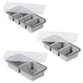 Silicone compartment fresh keeping box with clear lid for kitchen microwave and fridge storage - Three-Piece Set / Gray