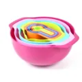 10-piece colorful plastic measuring cups spoons mixing bowls kitchen baking tool set! - Random Color
