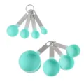 Set di tazze e cucchiai misuratori con manici in acciaio inox per cucina e dolci - Verde
